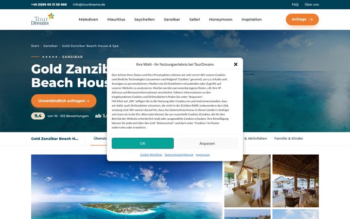 Screenshot of gold-zanzibar.de