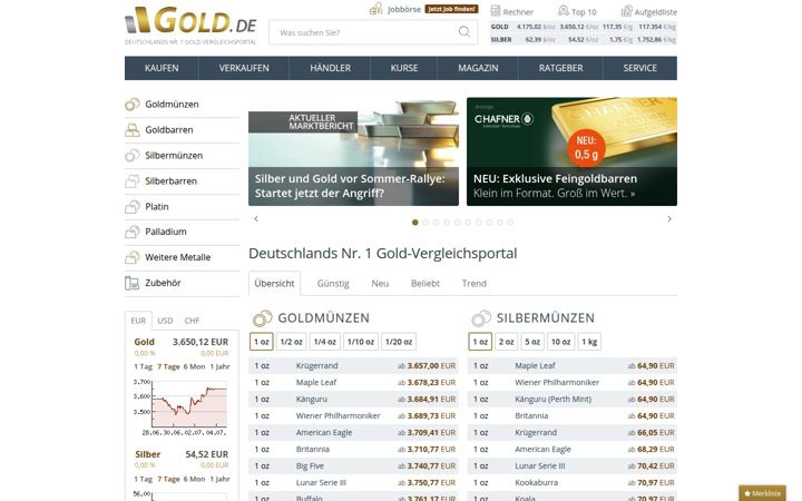 Ekraanipilt saidist gold.de
