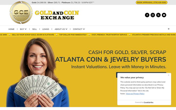 Screenshot of goldandcoinexchange.com
