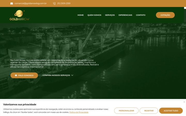 Screenshot of goldarrowlog.com.br