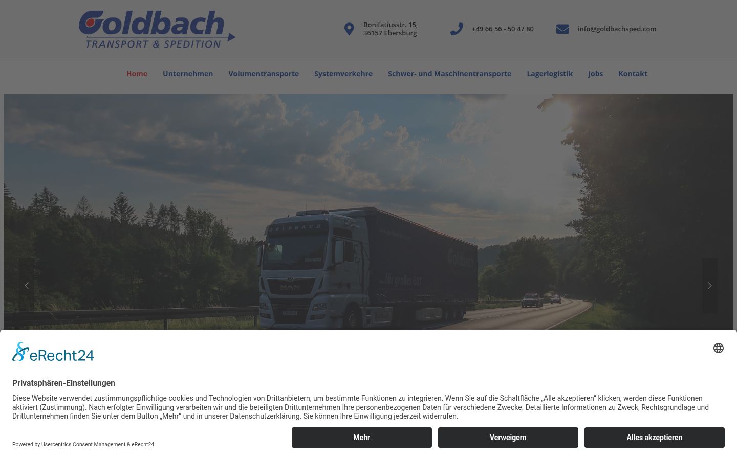 Screenshot des Einwilligungsbanners vor jeglicher Interaktion