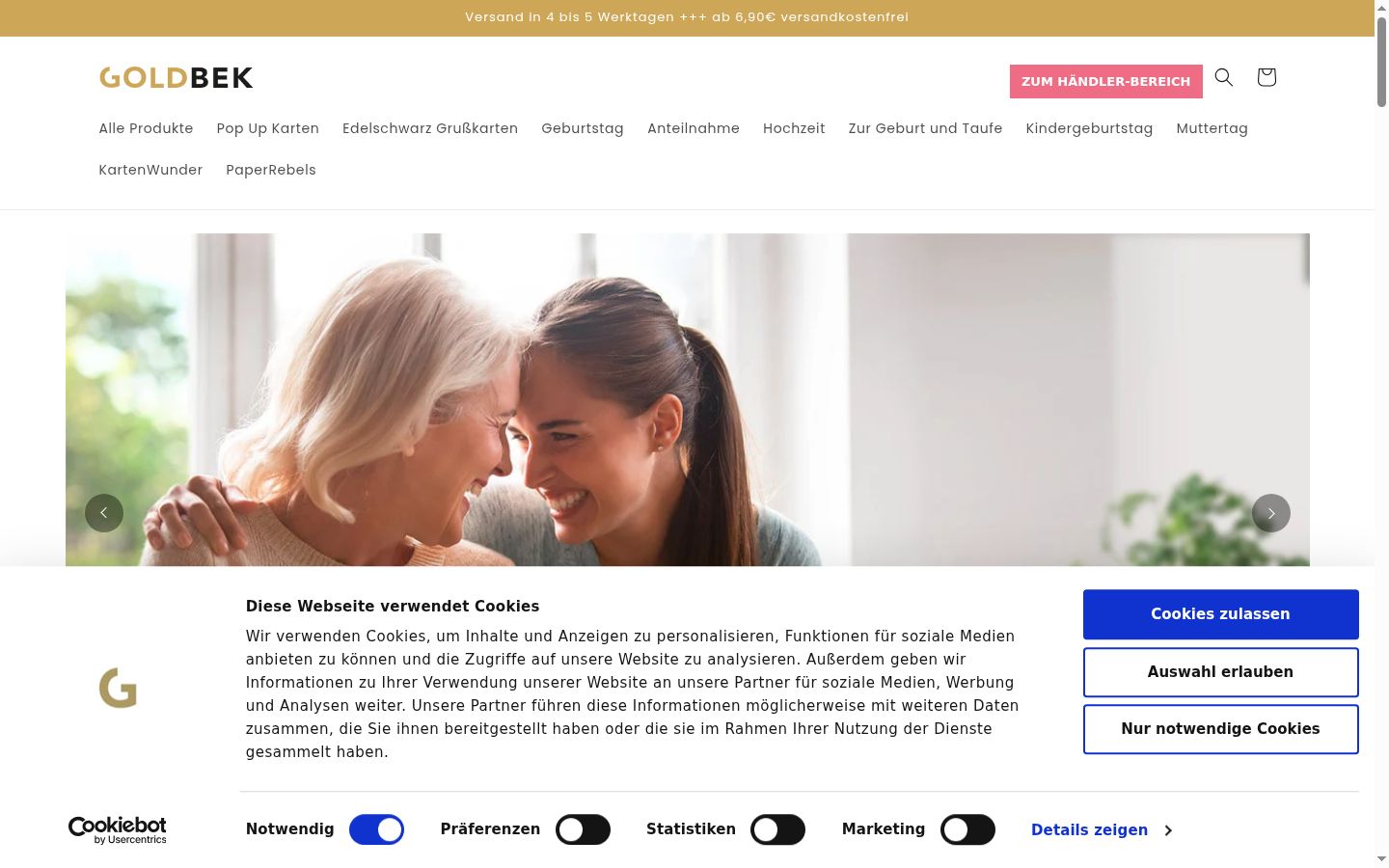 Capture d'écran de la bannière de consentement affichée avant toute interaction