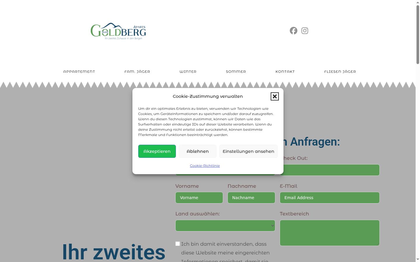 Screenshot of the consent banner shown before any interaction
