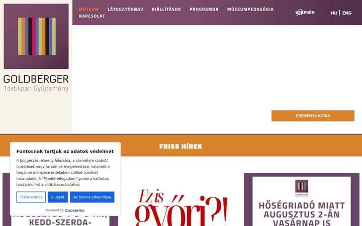 Screenshot of goldbergermuzeum.hu
