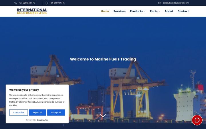Screenshot of goldbunkeroil.com