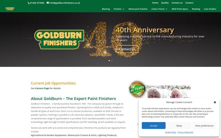 Screenshot of goldburnfinishers.co.uk