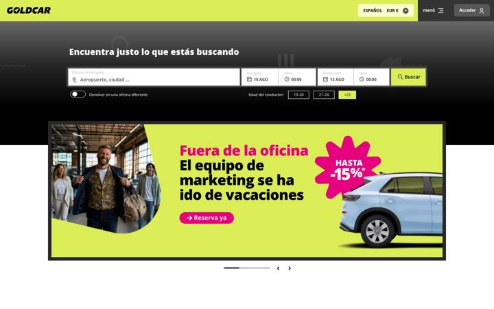 Screenshot of goldcar.com