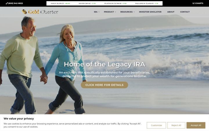 Screenshot of goldcharterinc.com
