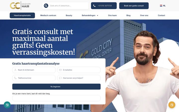 Screenshot of goldcityhair.nl