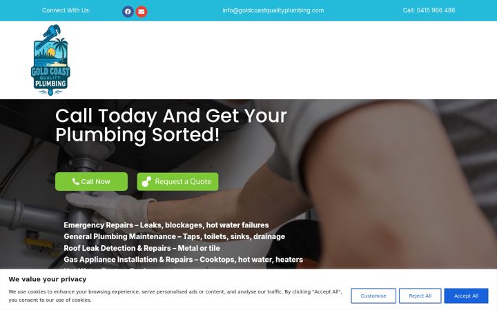 Screenshot of goldcoastqualityplumbing.com