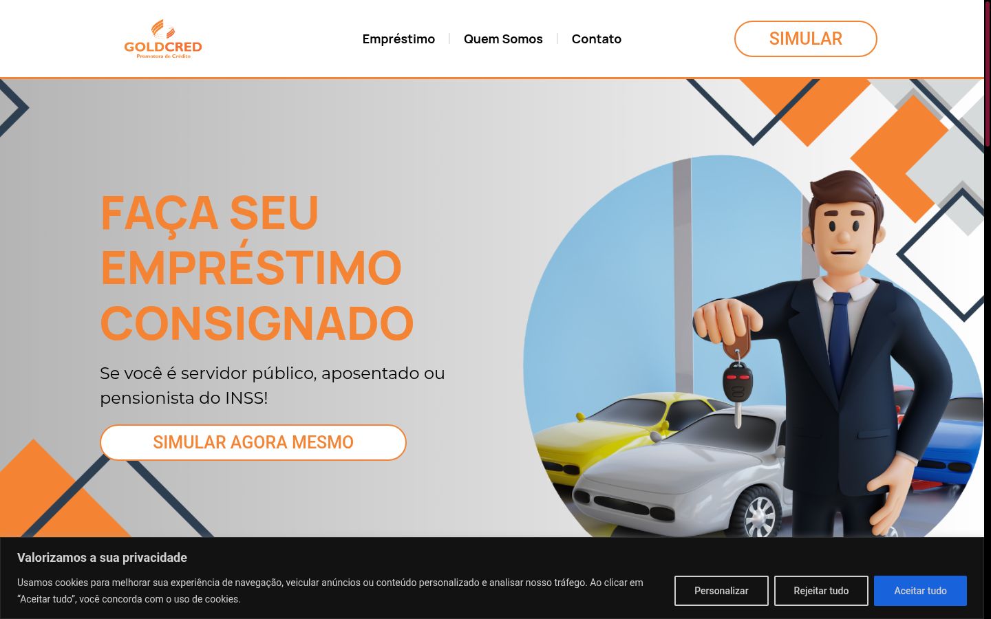 Captura de pantalla del banner de consentimiento mostrado antes de cualquier interacción