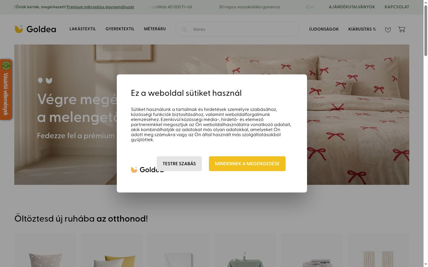 Screenshot van de toestemmingsbanner zoals getoond vóór enige interactie