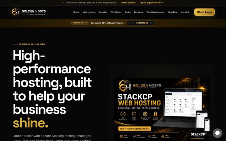 Screenshot of golden-hosts.com