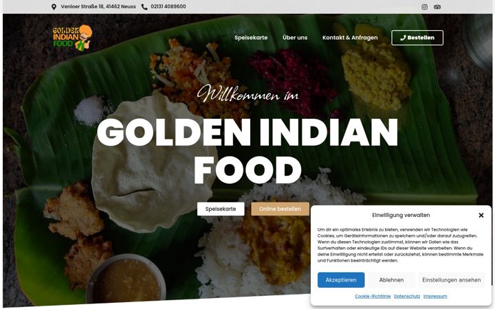 Screenshot of golden-indian-food.de