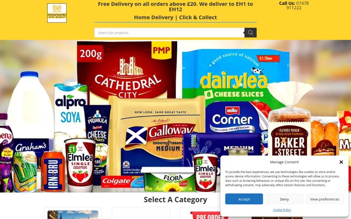 Screenshot of goldenacreminimarket.co.uk