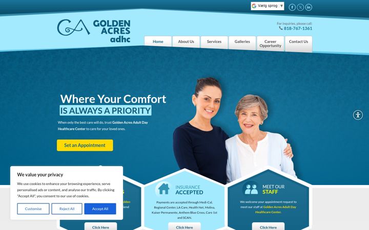 Screenshot of goldenacresadhc.com