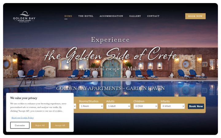 Screenshot of goldenbay-malia.com