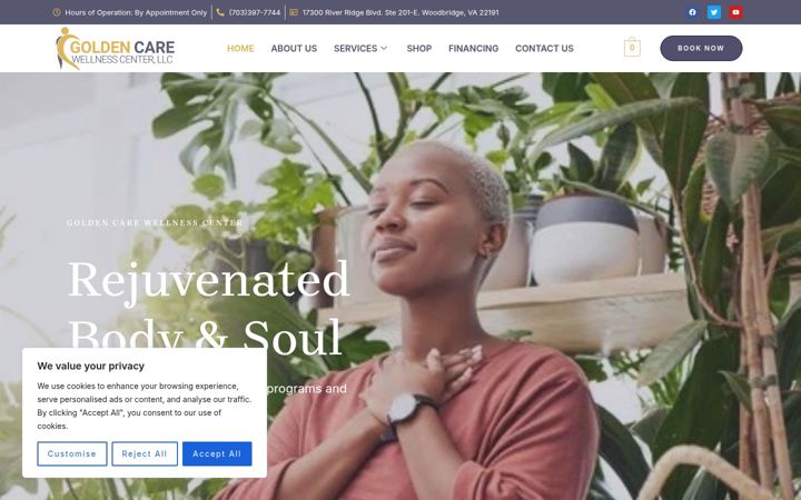 Screenshot of goldencaremedspa.com
