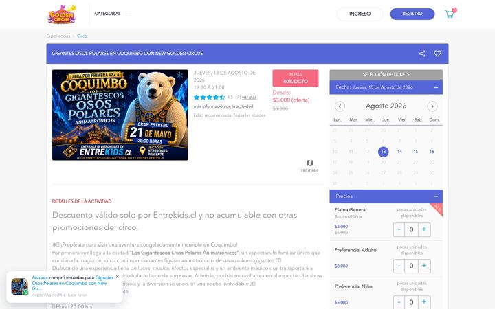 Screenshot of goldencircus.cl