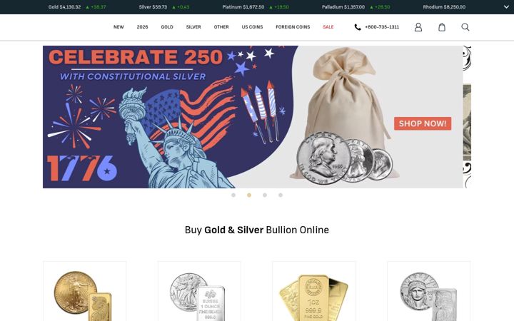 Screenshot of goldeneaglecoin.com