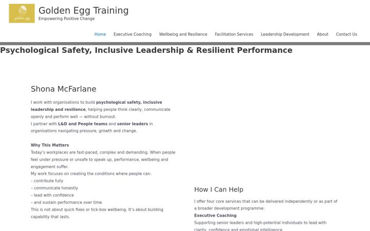 Screenshot of goldeneggtraining.com