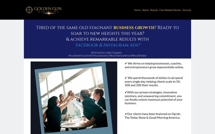 Screenshot of goldengunmarketing.com