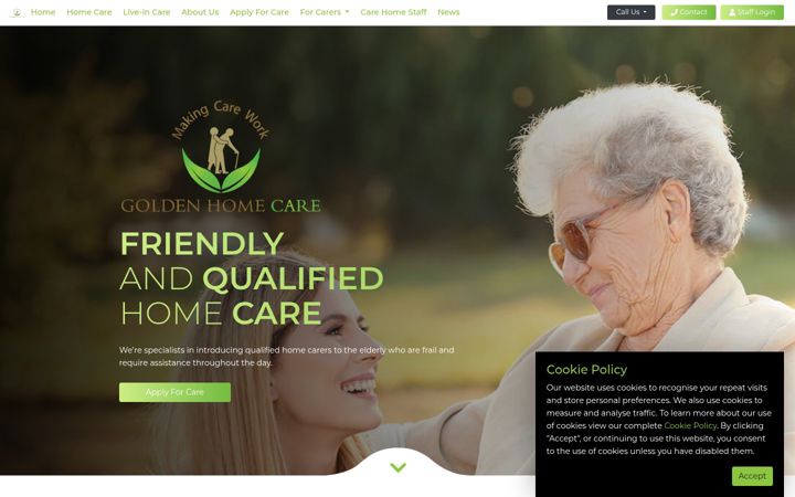 Screenshot of goldenhomecare.com