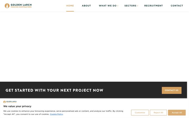 Screenshot of goldenlarchcontracting.co.uk