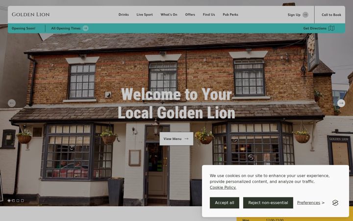 Screenshot of goldenlionwatford.co.uk