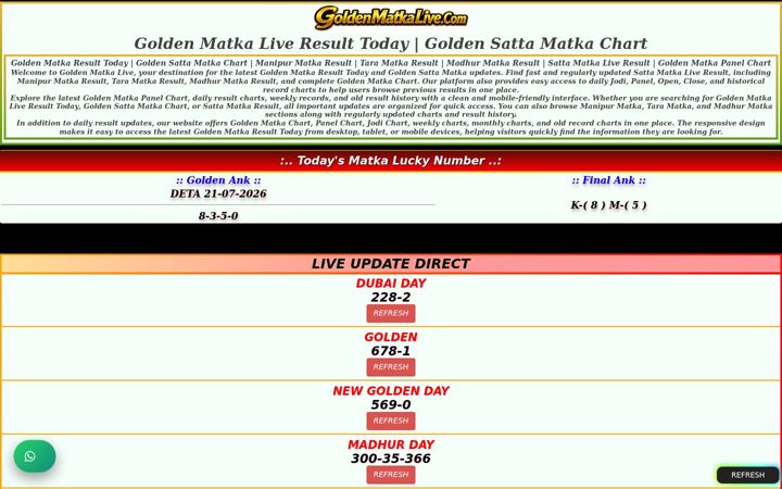 Screenshot of goldenmatkalive.com