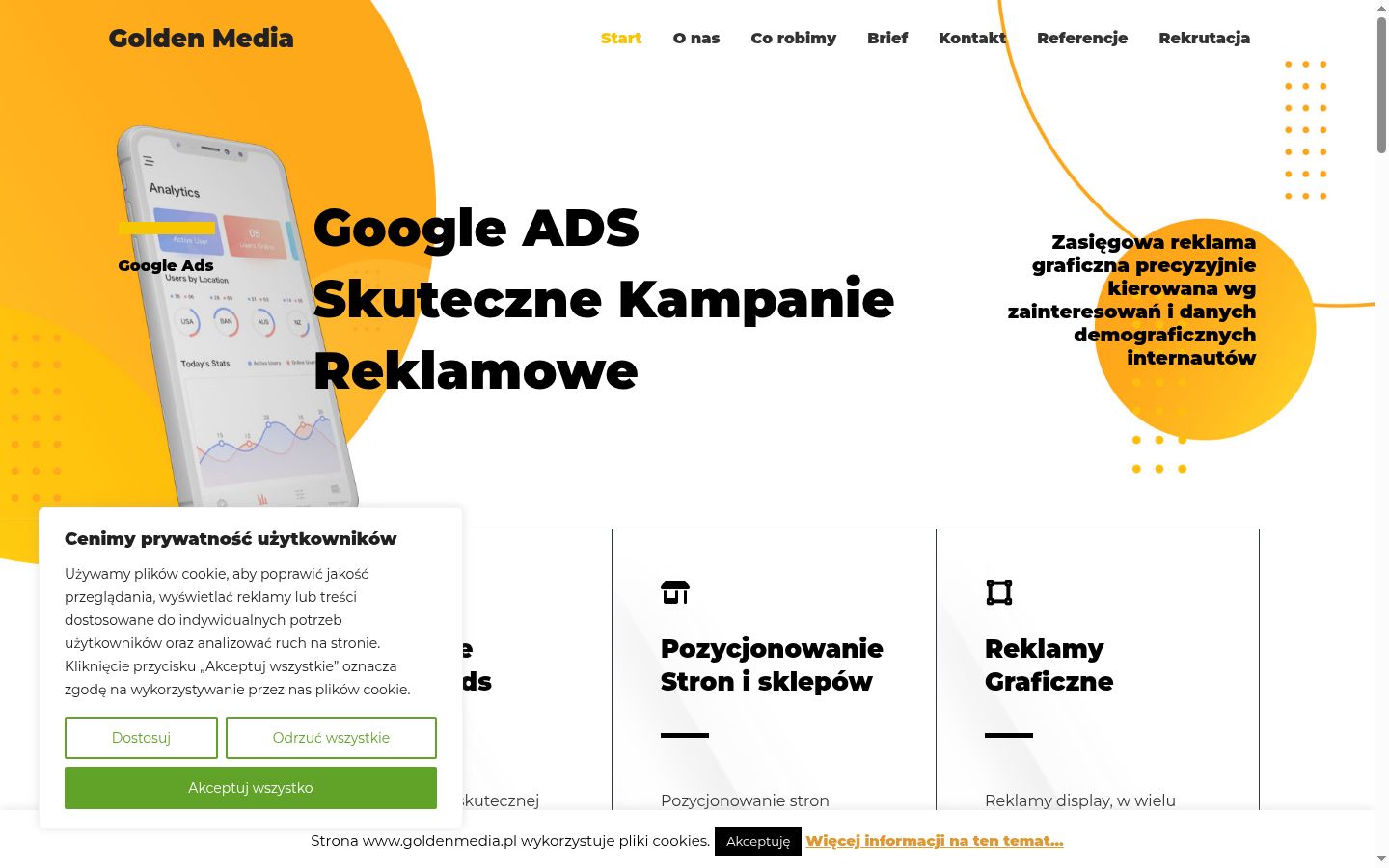 Képernyőkép a bármilyen interakció előtt megjelenő hozzájárulási bannerről