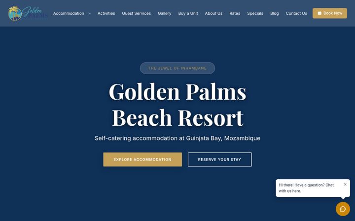 Screenshot of goldenpalmsbeachresort.com