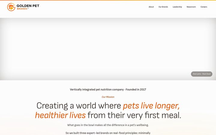 Screenshot of goldenpetbrands.com