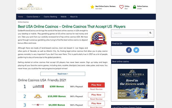 Screenshot of goldenrivieracasino.com
