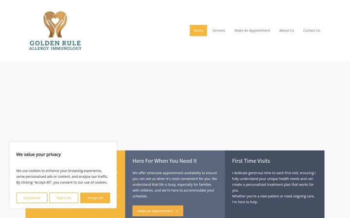 Screenshot of goldenruleallergy.com