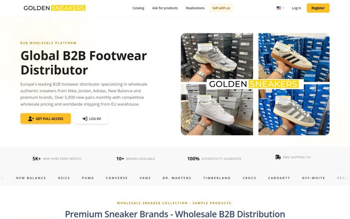 Screenshot of goldensneakers.net