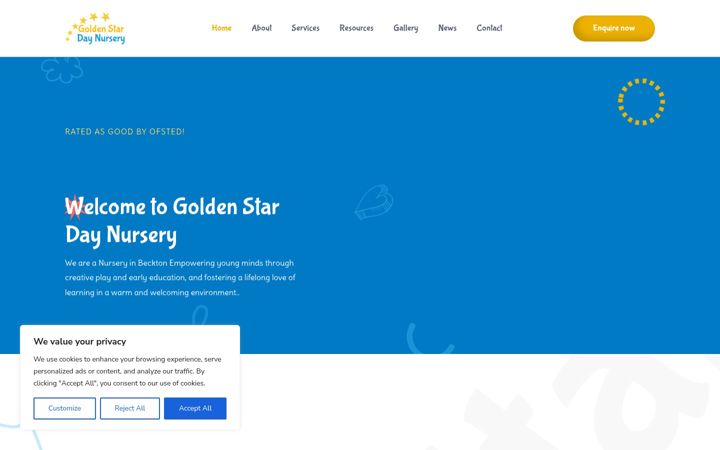 Screenshot of goldenstardaynursery.co.uk