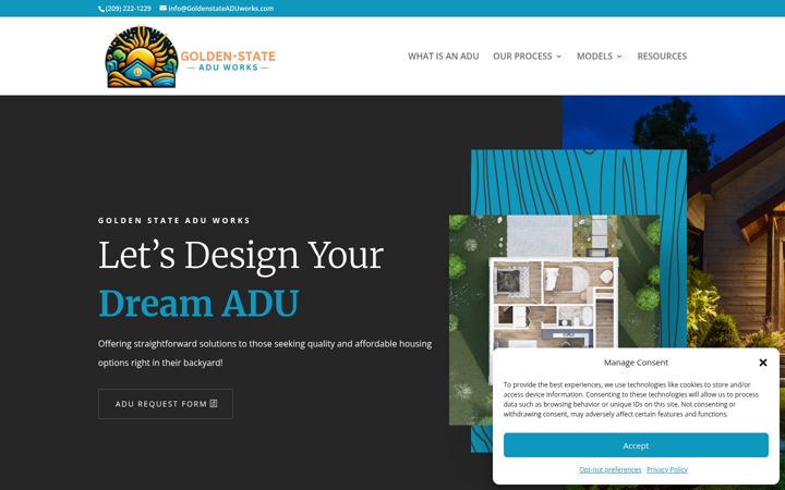 Screenshot of goldenstateaduworks.com
