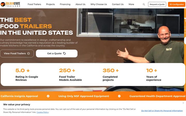 Screenshot of goldenstatetrailers.com