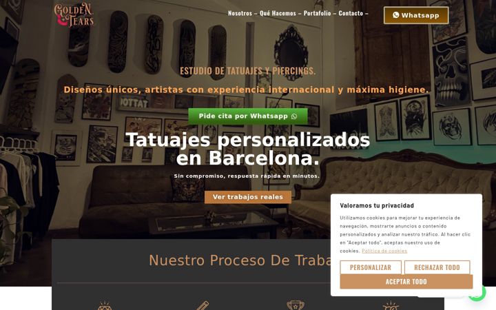 Screenshot of goldentearstattoo.com