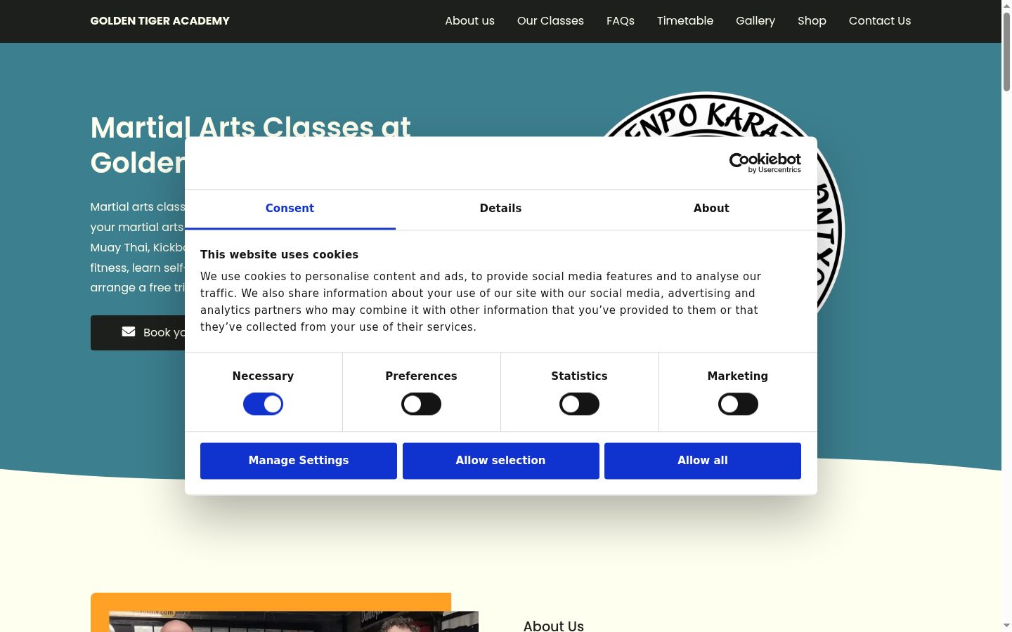 Screenshot of the consent banner shown before any interaction