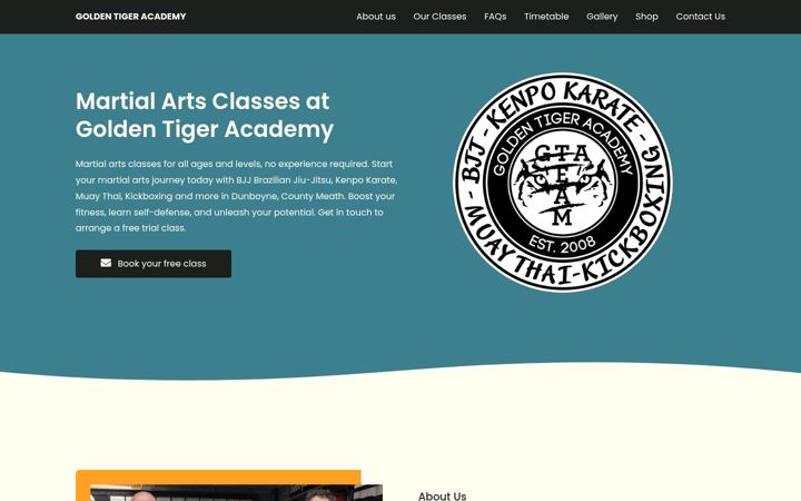 Screenshot of goldentigeracademy.com