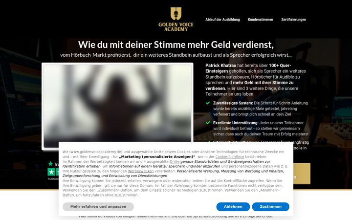 Screenshot of goldenvoiceacademy.de