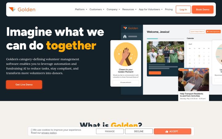 Screenshot of goldenvolunteer.com