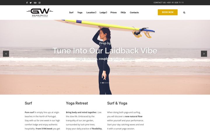 Screenshot of goldenwavessurflodge.com