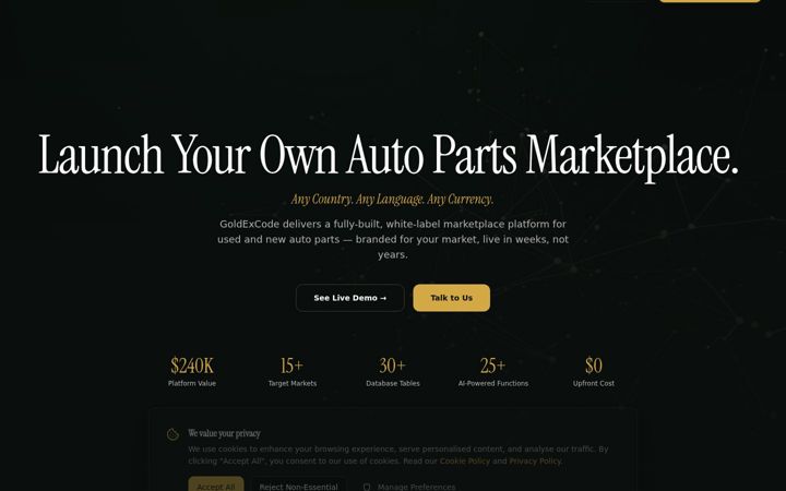 Screenshot of goldexcode.com