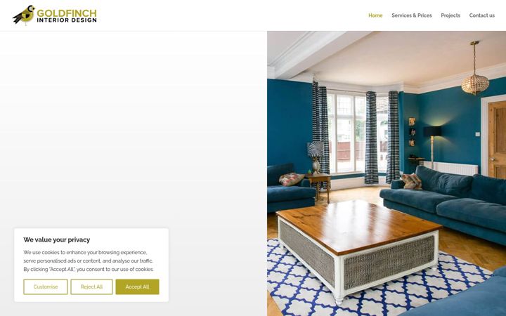 Screenshot of goldfinchinteriordesign.co.uk