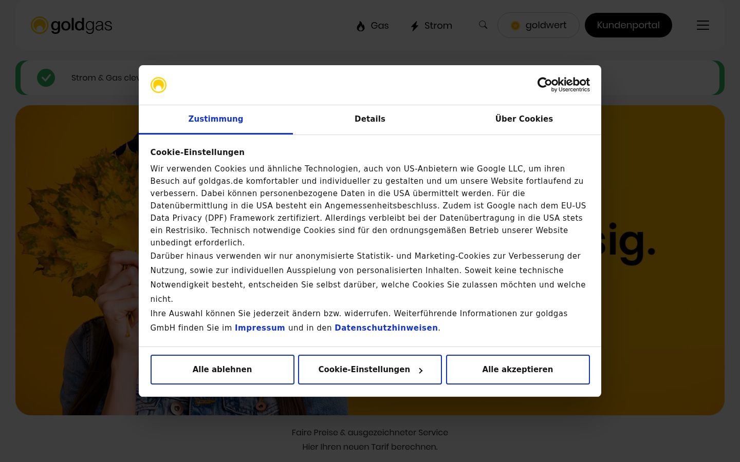 Ekraanipilt nõusolekubännerist, mida näidati enne mis tahes suhtlust