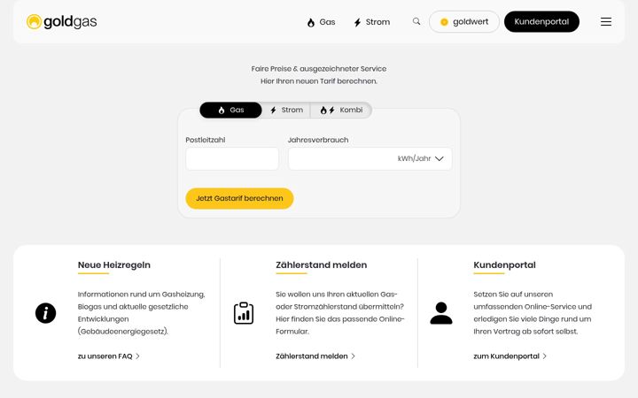Screenshot of goldgas.de