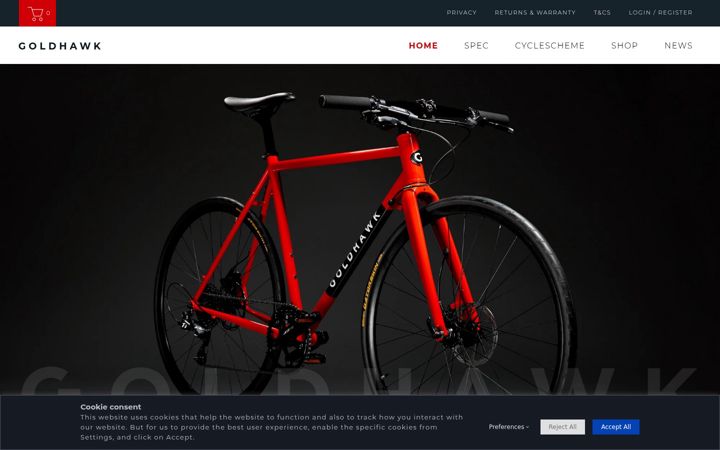 Screenshot of goldhawkbikes.com